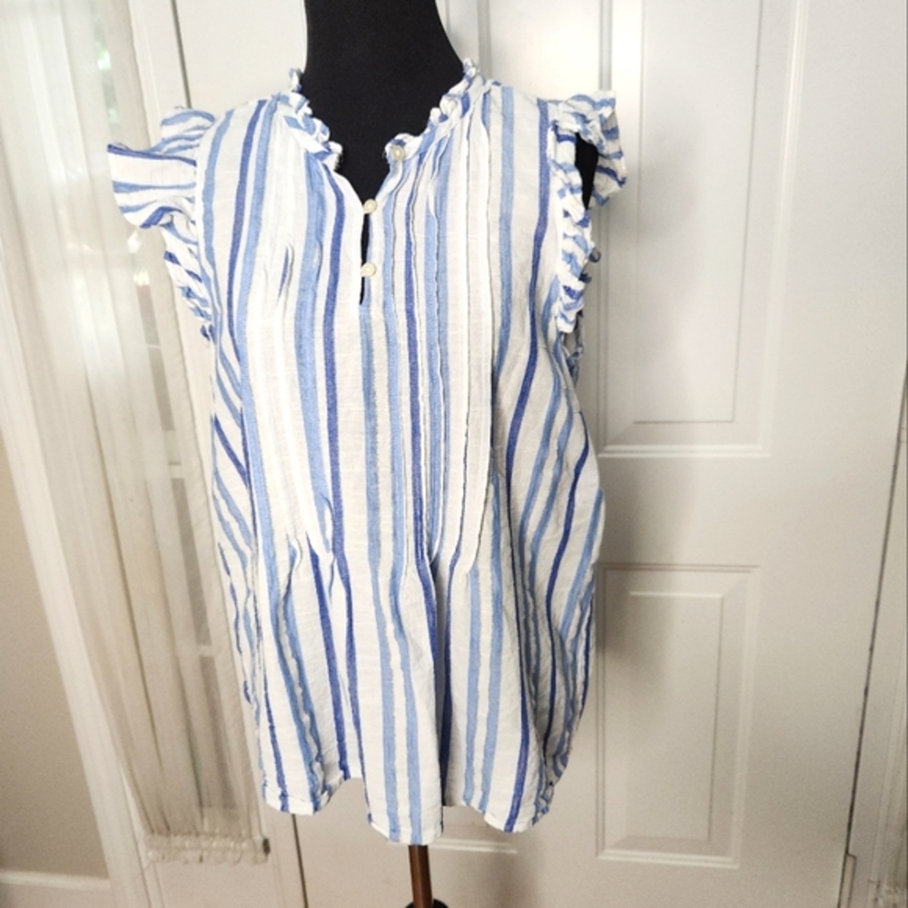 Loft Blue and White Strip Top Size Medium